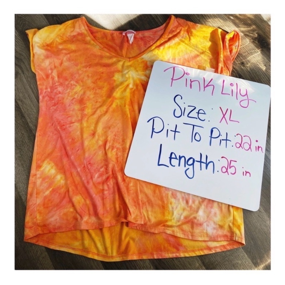 PINK LILY Orange Tie Dye T Shirt - Picture 6 of 6